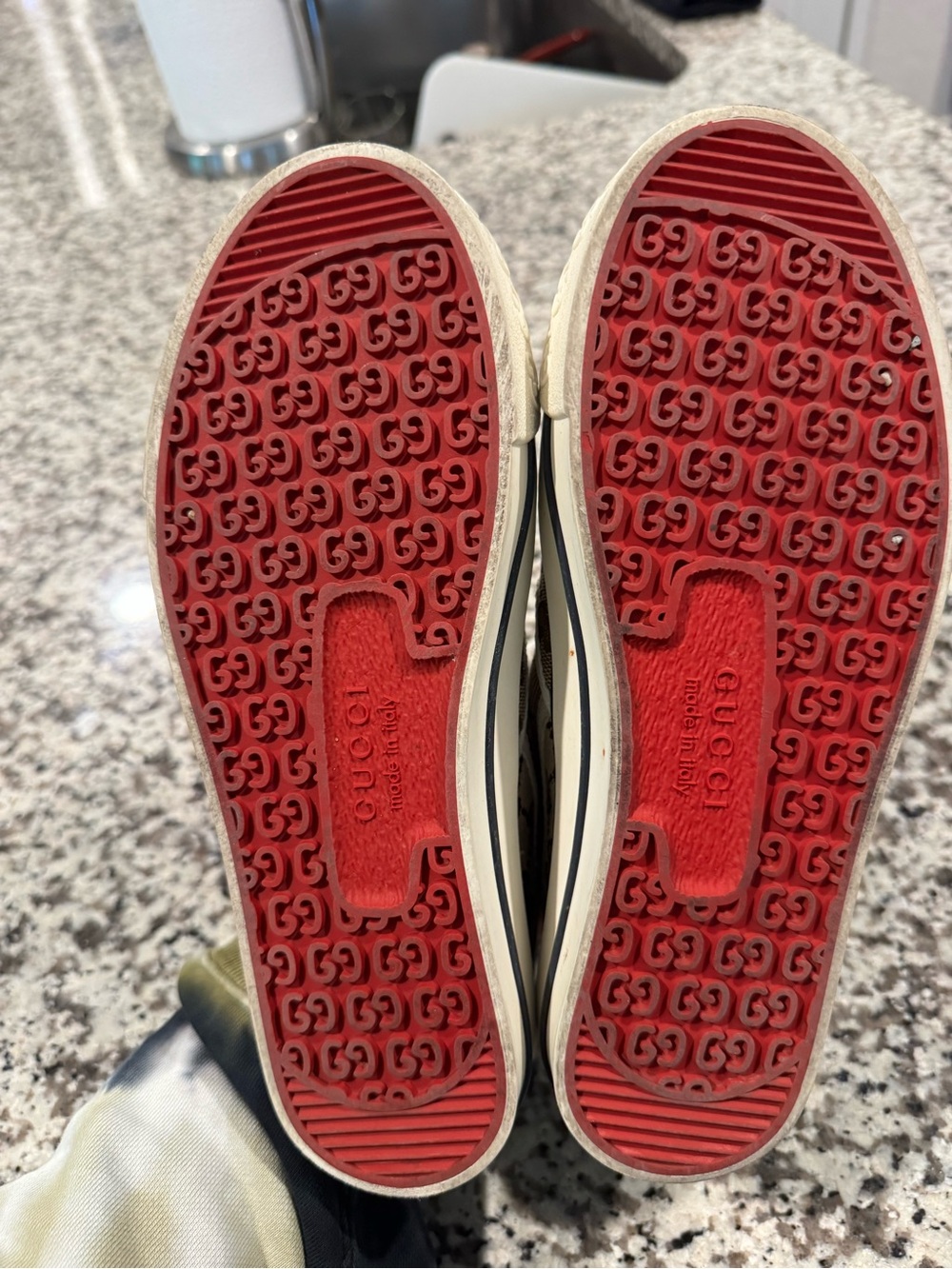 Gucci Brown Beige GG Canvas Slip-On Sneakers - Picture 5 of 6